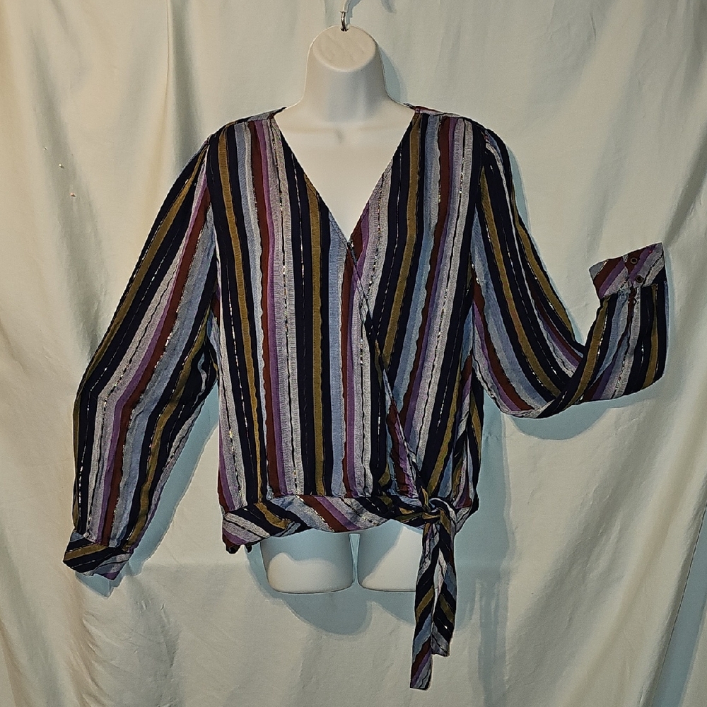a.n.a. Long Sleeve Wrap Around Shirt